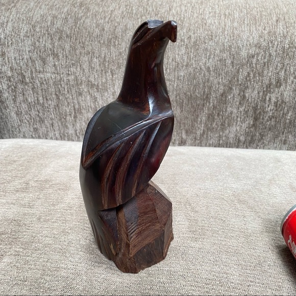 Hand Carved Wooden Ironwood HAWK FALCON Bird of Prey - Picture 7 of 8
